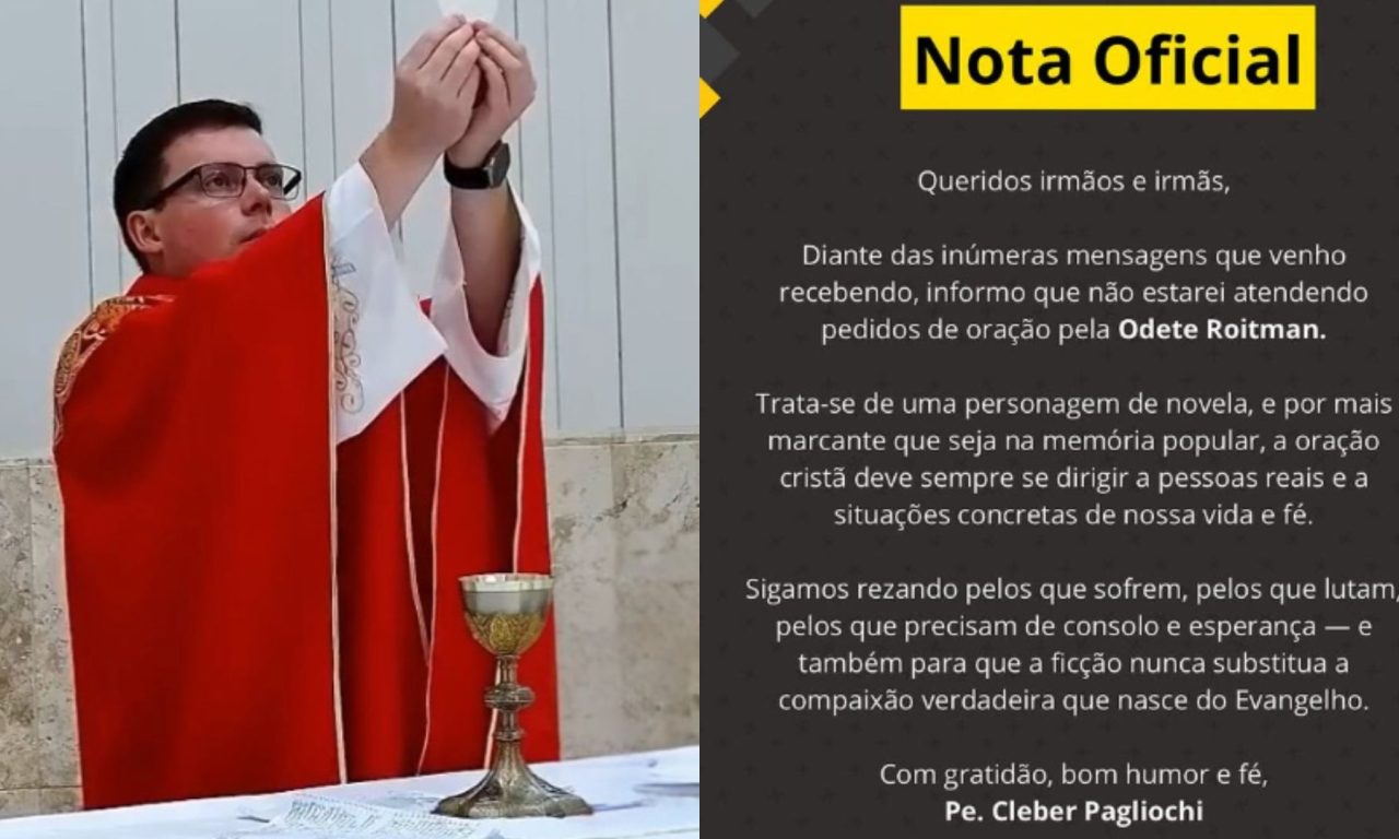Padre Cleber Pagliochi precisou usar as redes sociais para pedir que fiéis parem de pedir orações a Odete Roitman, personagem de Debora Bloch. (Foto: Reprodução/Instagram)
