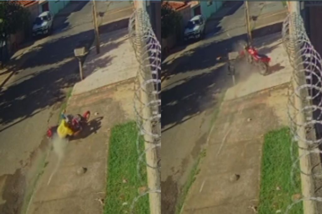 Jovem morre após perder controle de moto e colidir com poste em Caldas Novas; câmera registrou acidente