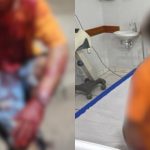 Jovem ficou totalmente ensanguentado após as agressões.