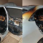 Homem ateia fogo em carro e foge levando mangueira para impedir controle das chamas, em Anápolis
