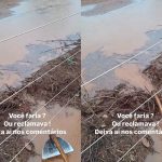 Carpinteiro resolveu alagamento na estrada com apenas uma mão. (Foto: @luizcarpinteiro)