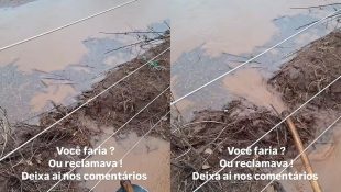 Carpinteiro resolveu alagamento na estrada com apenas uma mão. (Foto: @luizcarpinteiro)