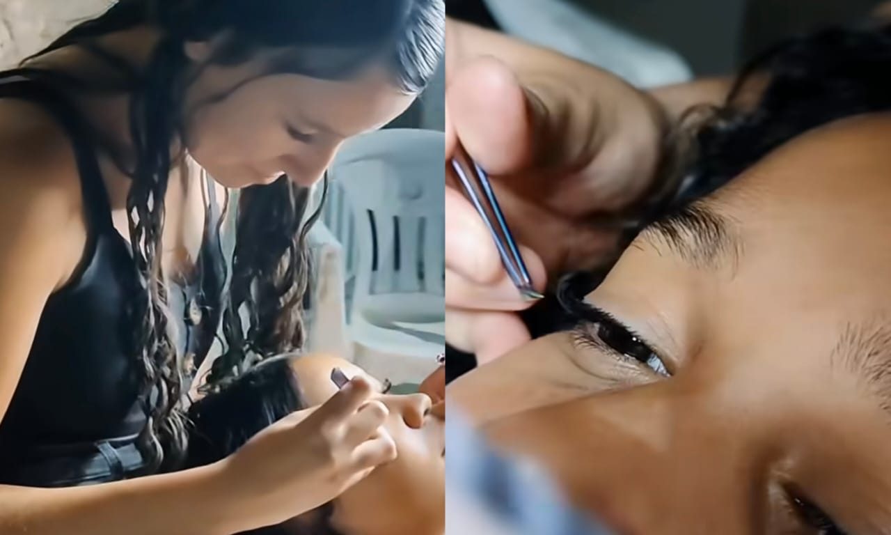 Júlia vem atendendo clientes e amigas na calçada para poder conseguir o próprio espaço. (Foto: @jmrealidade)