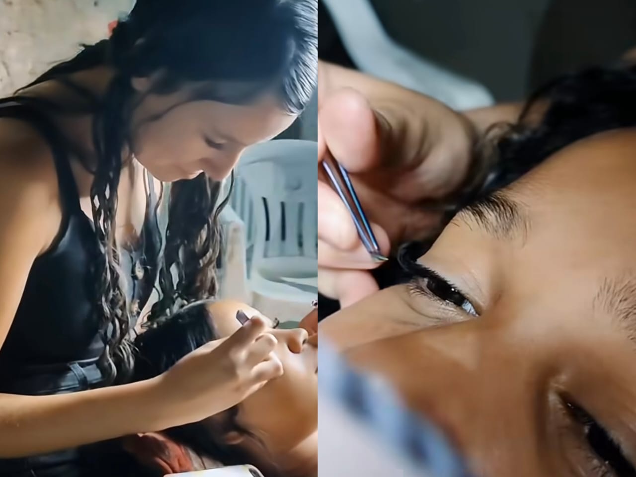 Júlia vem atendendo clientes e amigas na calçada para poder conseguir o próprio espaço. (Foto: @jmrealidade)