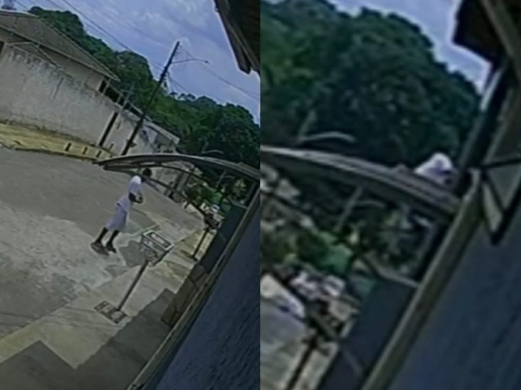 Câmeras flagraram jovem invadindo a casa da ex. (Foto: Reprodução)