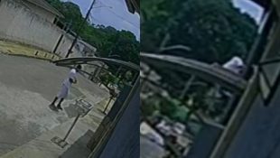 Câmeras flagraram jovem invadindo a casa da ex. (Foto: Reprodução)