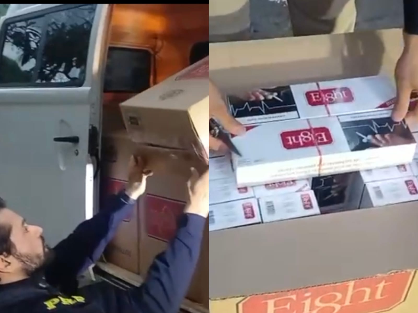 Cigarros foram apreendidos pelas autoridades. (Foto: Divulgação) BR-153