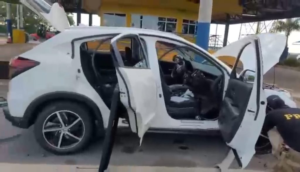 PRF encontra verdadeira "feira" que casal escondia no carro durante fiscalização na BR-153