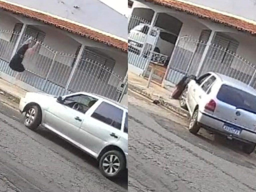 Câmeras registraram momentos de terror em que vítima é perseguida pelo ex-companheiro. (Foto: Reprodução)