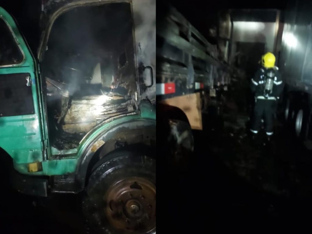 Caminhão ficou severamente avariado. (Foto: Reprodução)