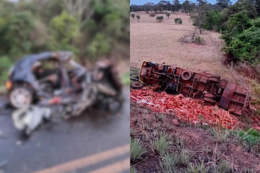 Motorista de carro morre após acidente com caminhão em Nerópolis
