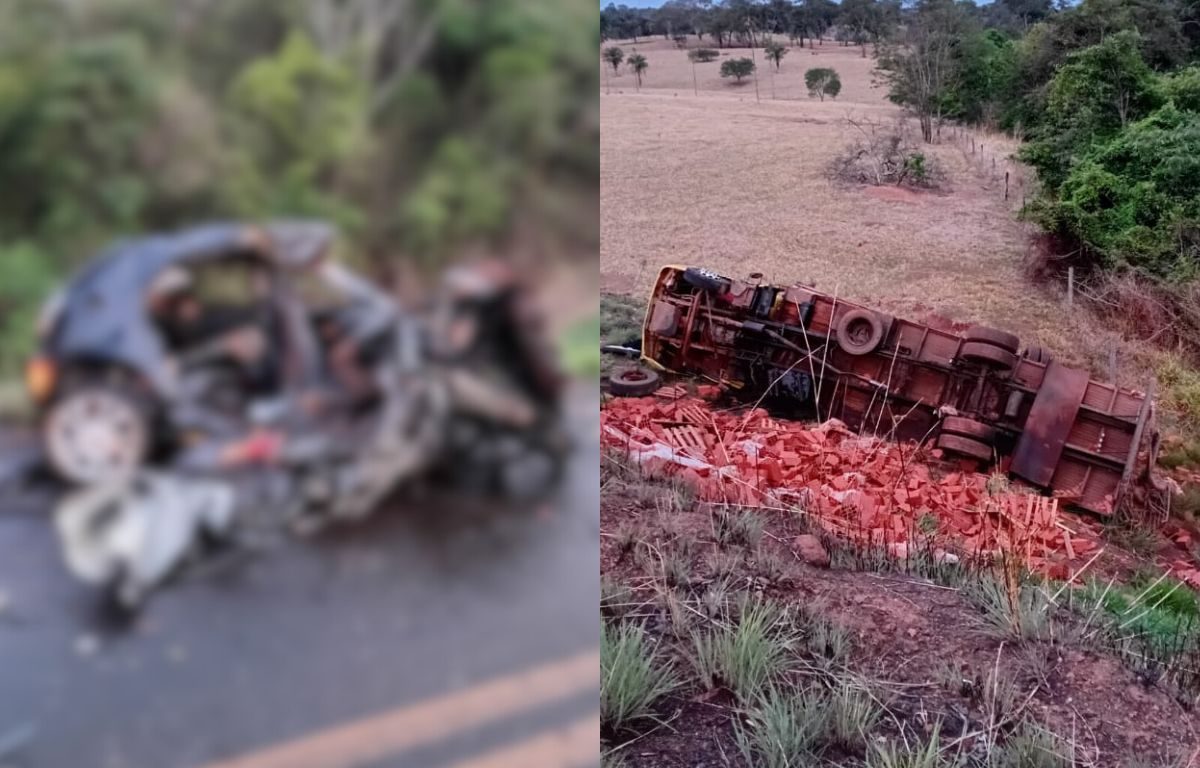 Motorista de carro morre após acidente com caminhão em Nerópolis