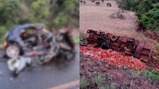 Motorista de carro morre após acidente com caminhão em Nerópolis