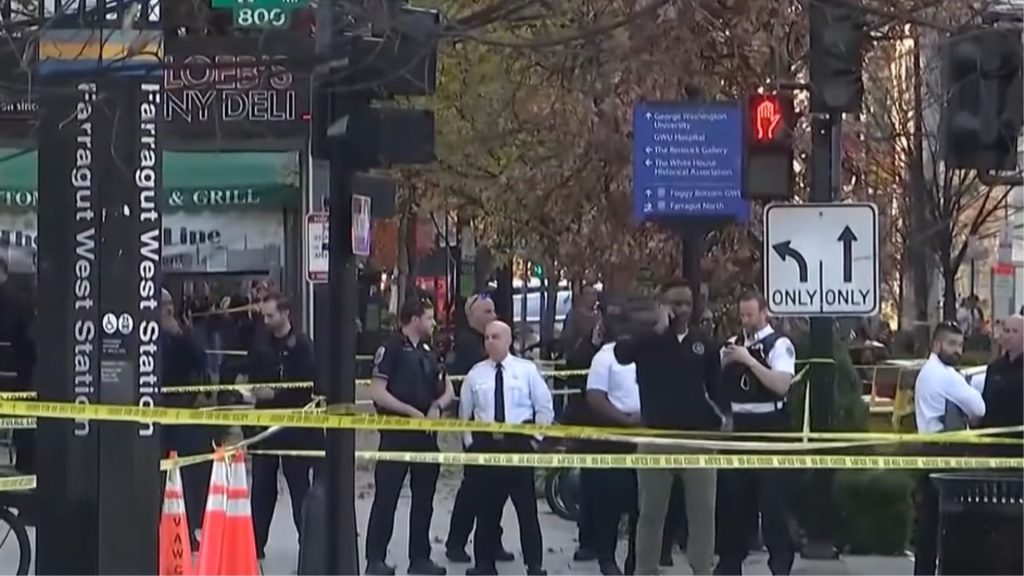 Dois soldados da Guarda Nacional foram baleados a um quarteirão de distância da Casa Branca, em Washington. (Foto: Captura de Tela/Youtube/G1)