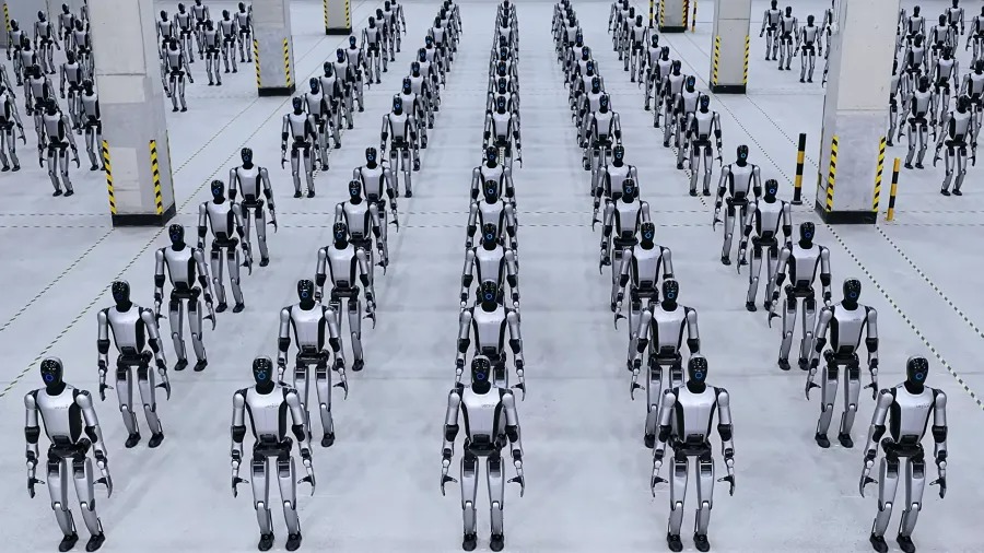 China inicia testes com robôs humanoides que devem assumir operações nas fábricas e atuar 24 horas por dia