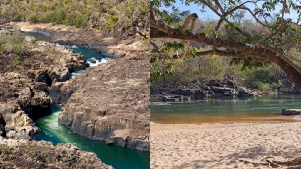 Encontro entre as águas dos rios Tocantinzinho e São Miguel, na cidade de Colinas do Sul.