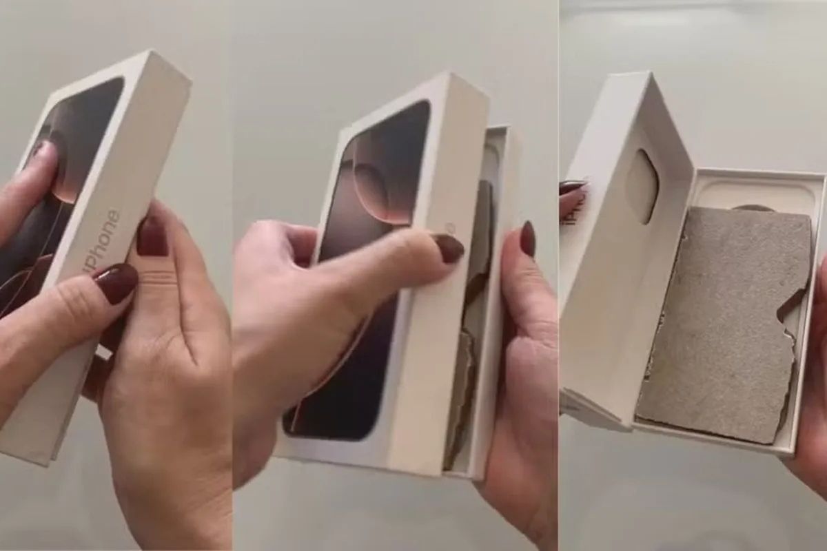 Ela comprou um iPhone na Amazon, mas o que veio na caixa foi outra coisa