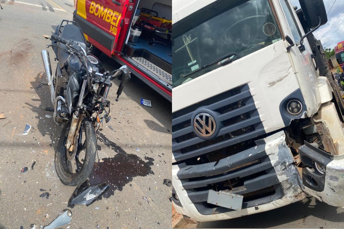 Jovem morre após grave acidente entre carreta e motocicleta em Aparecida de Goiânia