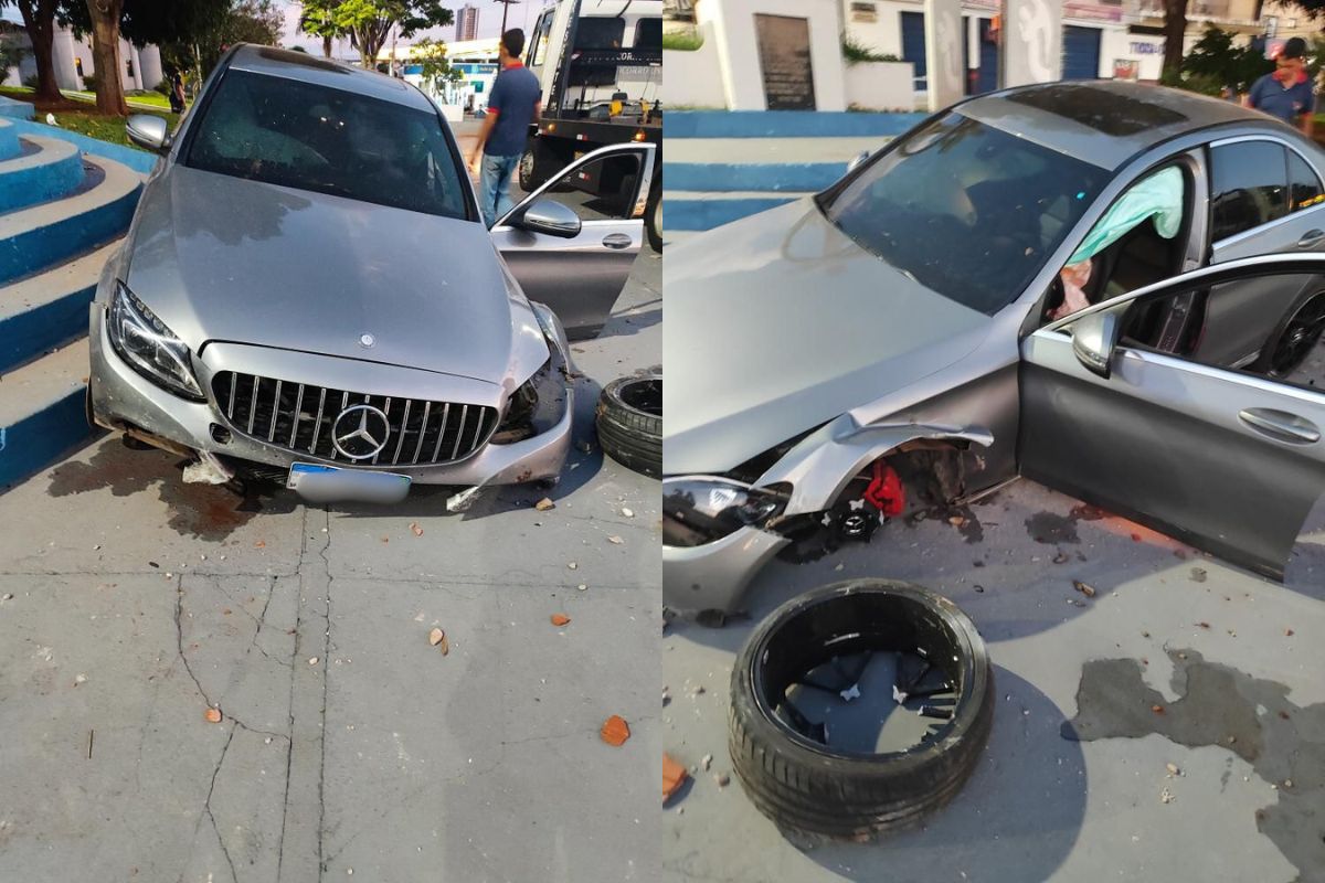 Motorista abandona carro de luxo na rua após causar acidente em Anápolis