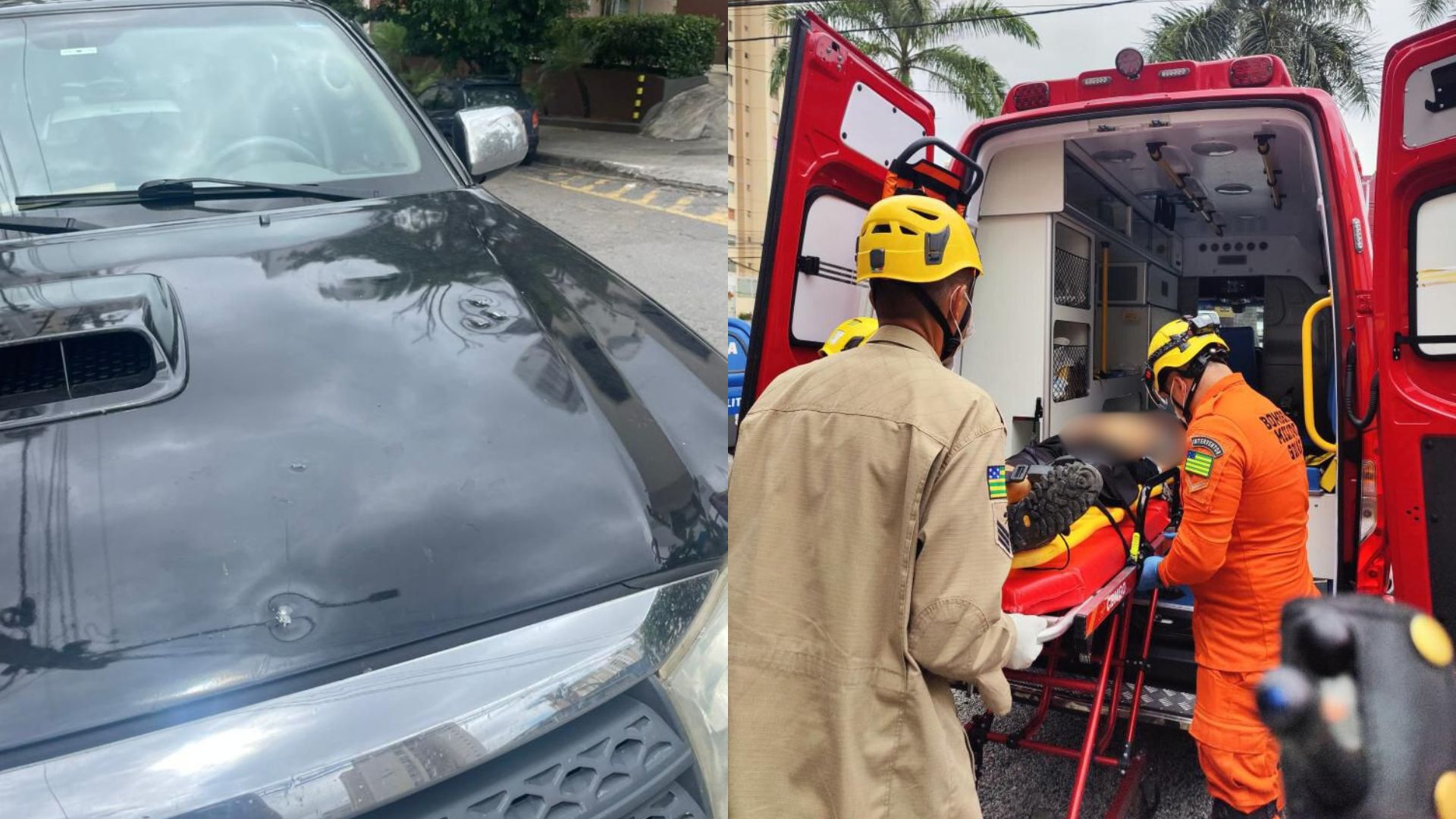 Homem danificou carro que esperava no drive thru e depois precisou ser socorrido pelos bombeiros.
