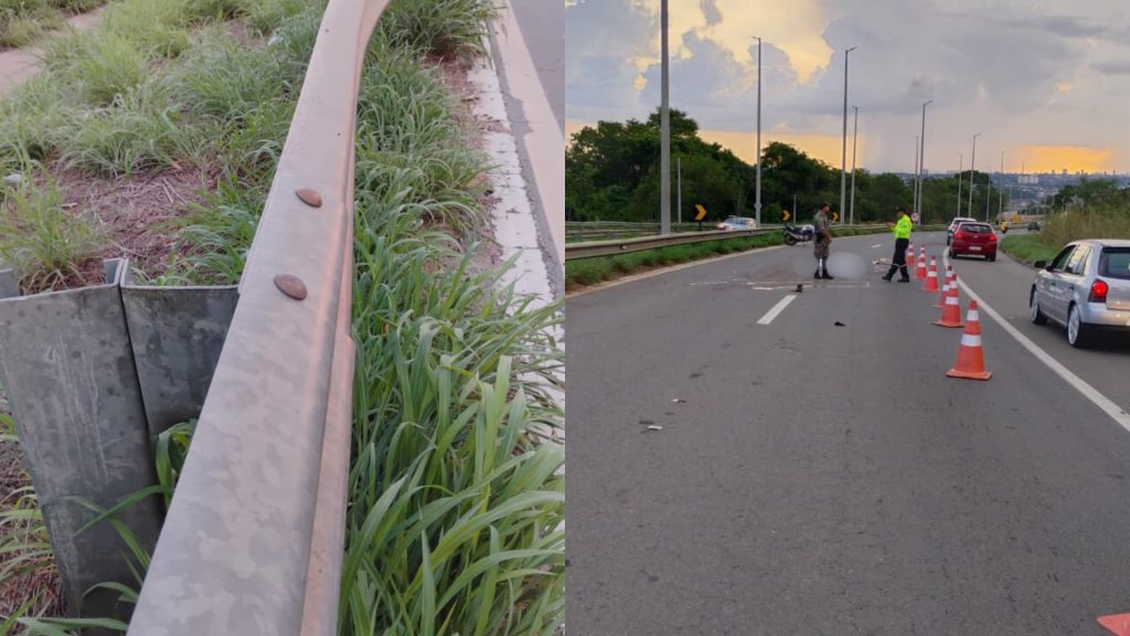 Motociclista morreu após colidir com guarda-corpo.