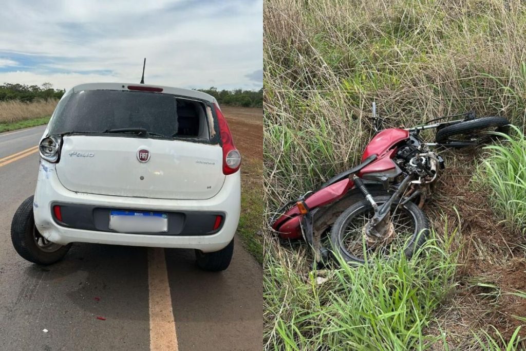 Motociclista morre após grave acidente no interior de Goiás; motorista do carro fugiu do local