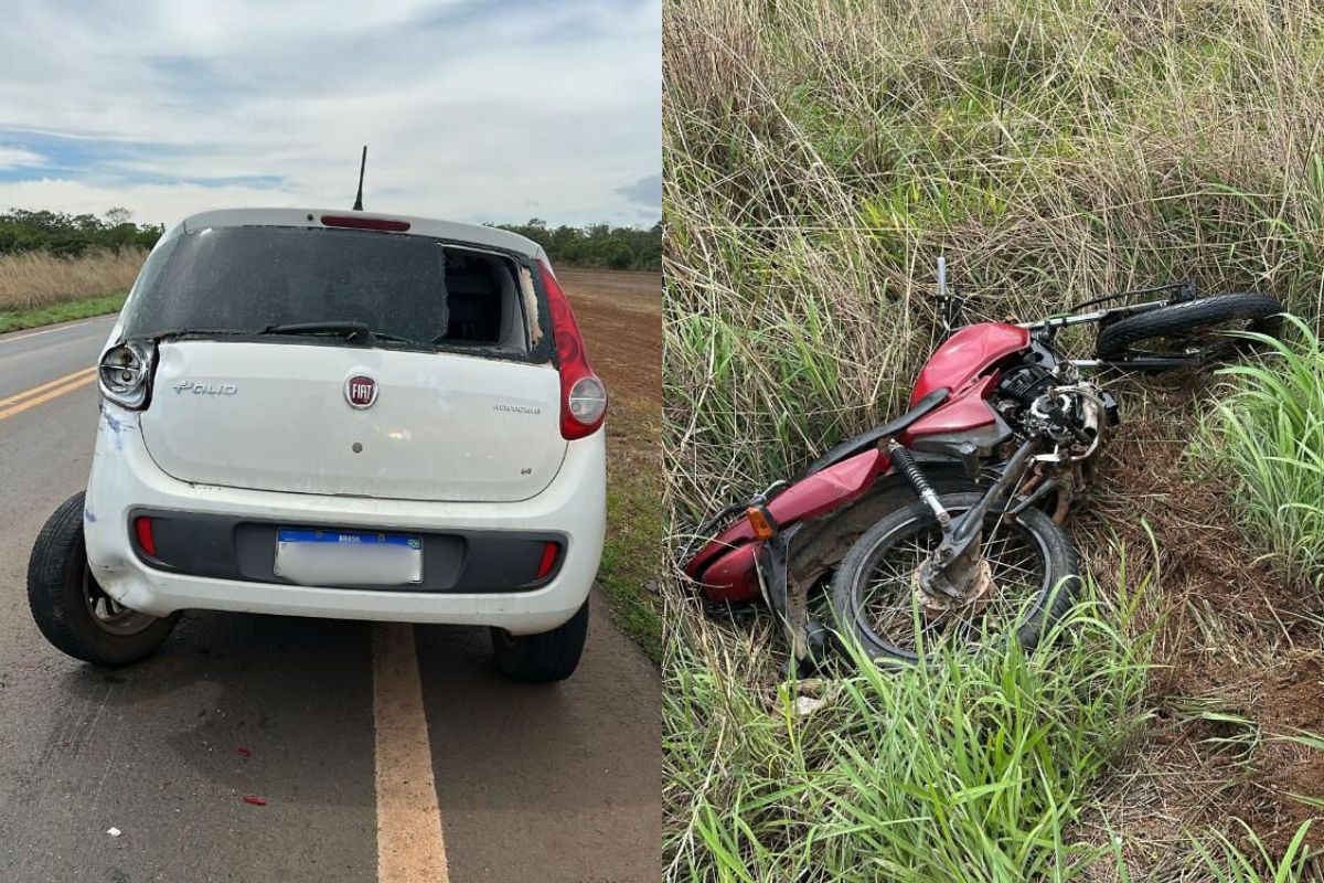 Motociclista morre após grave acidente no interior de Goiás; motorista do carro fugiu do local