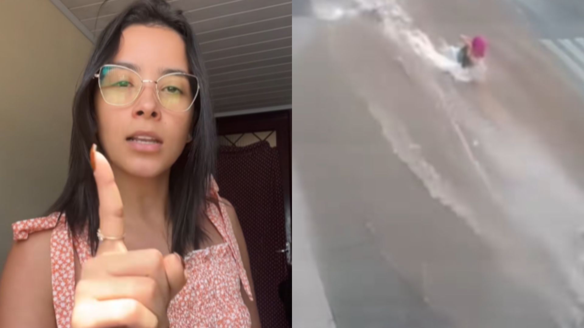 Tainé Barreto por arrastada por forte enxurrada durante tempestade em Rio Verde.