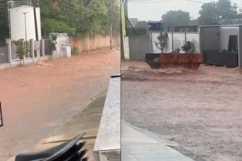 Temporal provoca forte correnteza e deixa moradores ilhados em Anápolis
