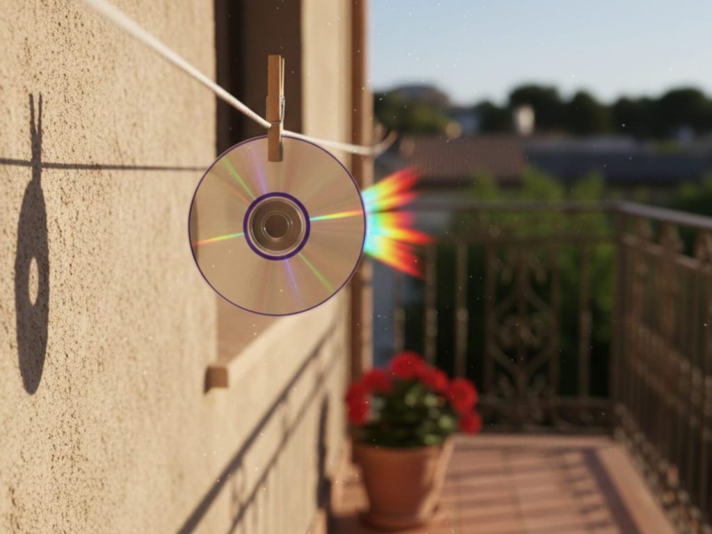 A utilidade secreta de pendurar CD's na varanda de casa