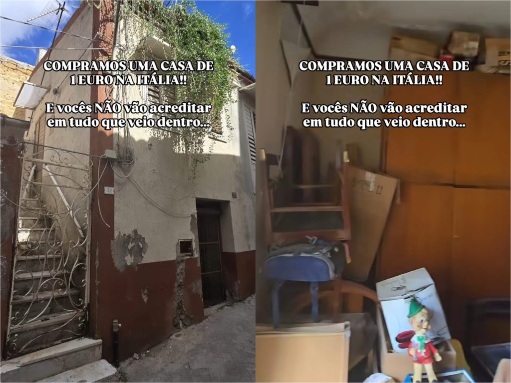 Casal de brasileiros compra casa por 1 euro na Itália e se surpreende com o que encontram dentro