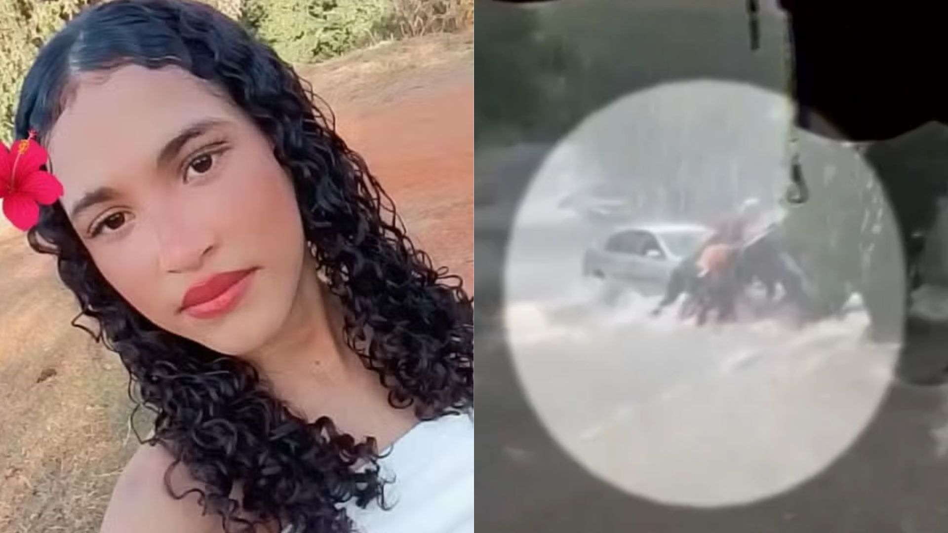 Adolescente Sarah Jamilly ficou presa embaixo de um carro durante a enxurrada.