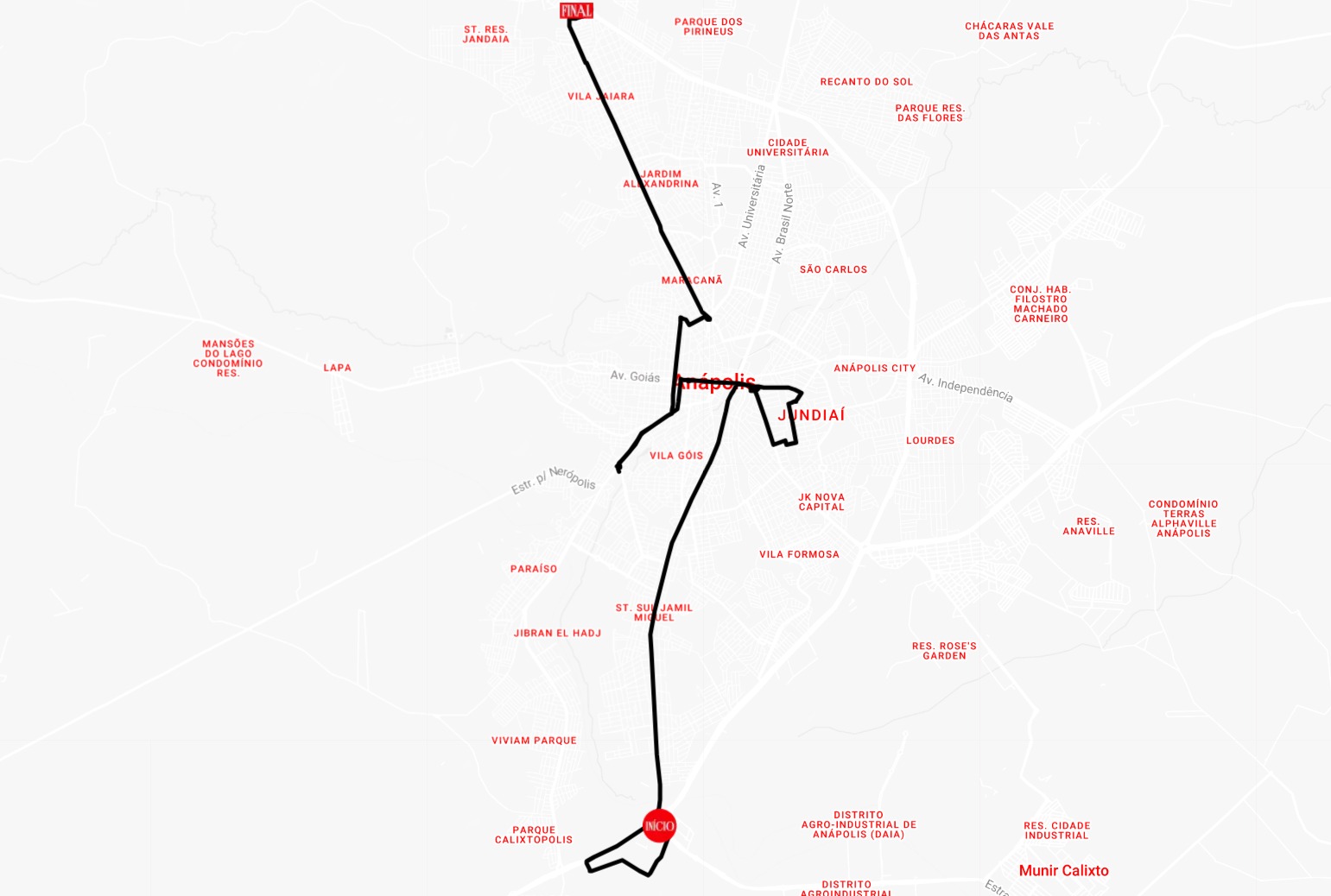 Trajeto completo da Caravana Coca-Cola em Anápolis. (Foto: Divulgação)
