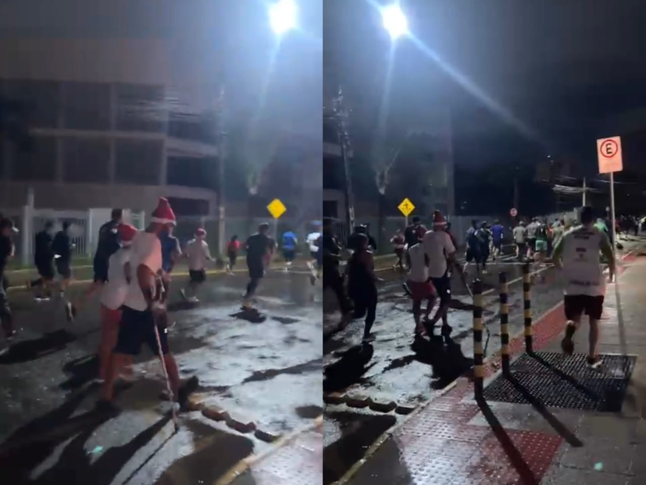 Com auxílio de uma muleta, homem participou do percurso mesmo sob garoa. (Foto: Davi Galvão)