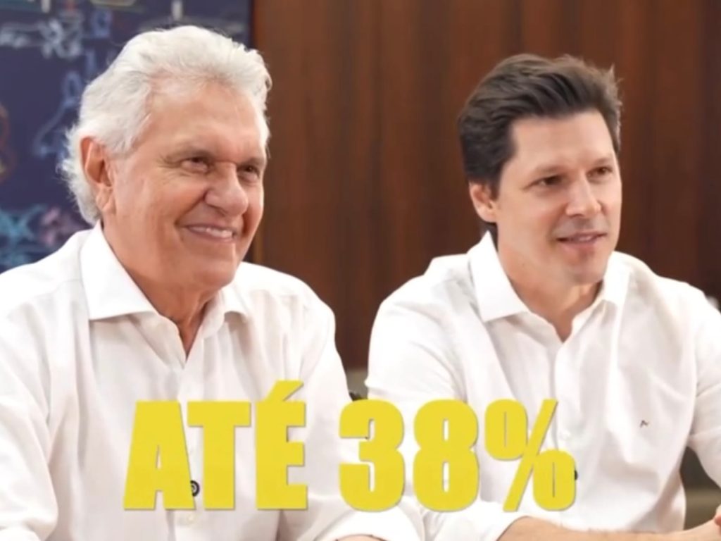 Anúncio do aumento do Bolsa Estudo foi feito pelo governador Ronaldo Caiado ao lado do vice, Daniel Vilela. (Foto: Divulgação)