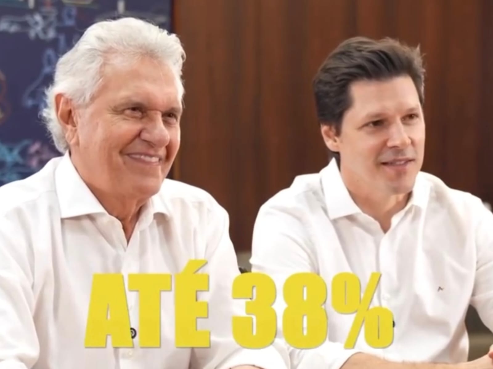 Anúncio do aumento do Bolsa Estudo foi feito pelo governador Ronaldo Caiado ao lado do vice, Daniel Vilela. (Foto: Divulgação)