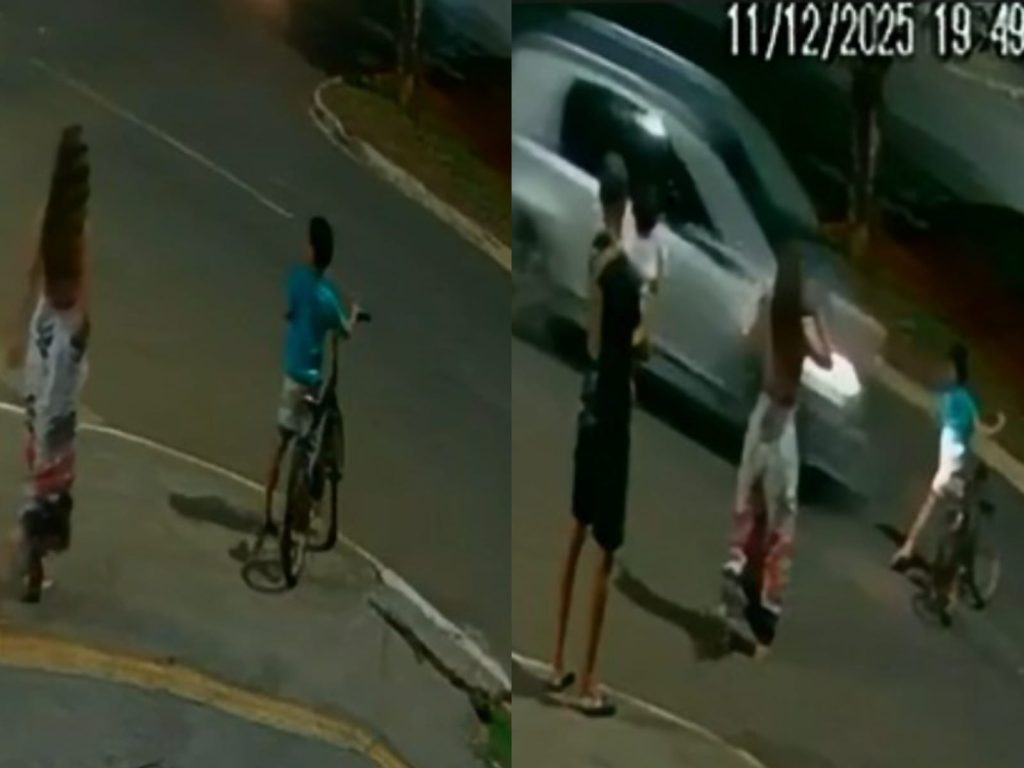 Câmeras mostram criança sendo atropelado em Goiânia. (Foto: Reprodução)