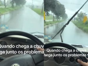 Motorista viralizou ao mostrar comportamento não usual do limpador de para-brisa. (Foto: TikTok/@tr.gyn)