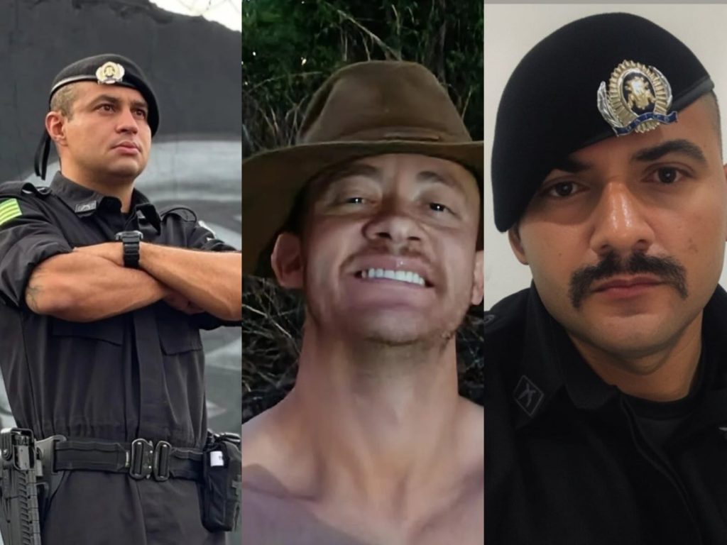 Da esquerda para direita, os policiais Robson Luiz Fortuna Filho (31), Renato da Silva Duarte (32), e João Paulo Marim Guimarães (32). (Foto: Redes Sociais)