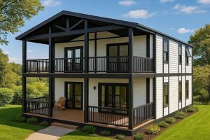 A casa pré-fabricada de dois andares e quatro quartos vendida na Amazon