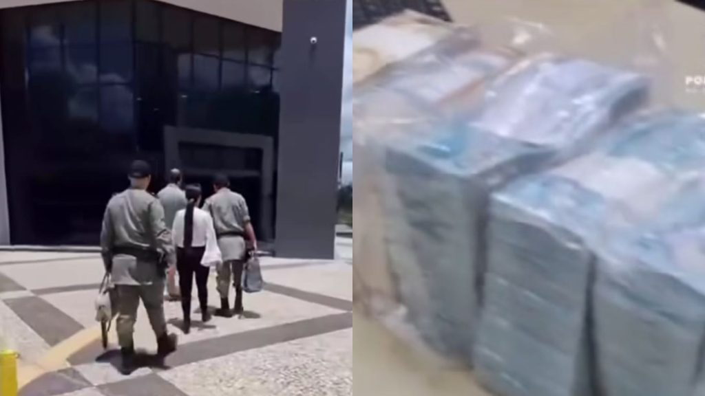 Casal foi flagrado com R$ 800 mil em espécie dentro de mochila.