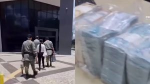 Casal foi flagrado com R$ 800 mil em espécie dentro de mochila.