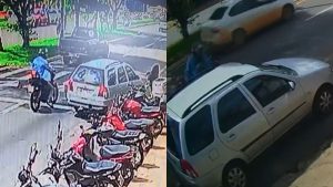 Imagens mostram quando motociclista xinga e agride idoso em trânsito de Anápolis.