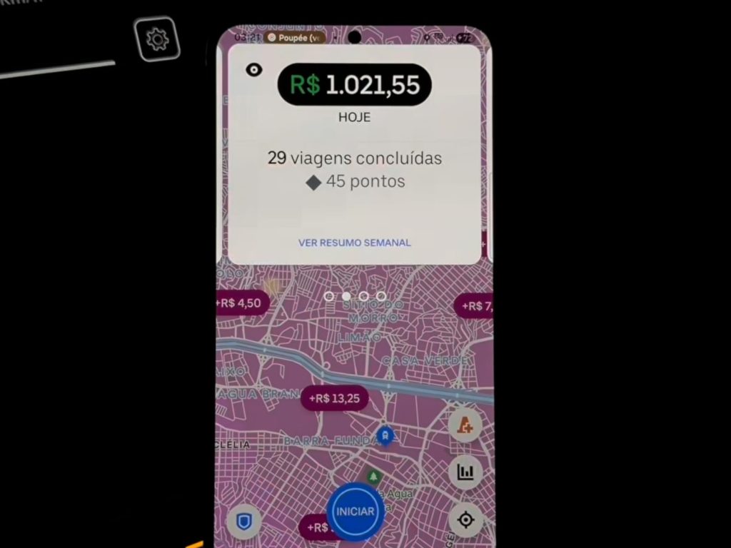 Motorista de app mostra o que fez para faturar R$ 1 mil na Uber num único dia: “melzinho na chupeta”