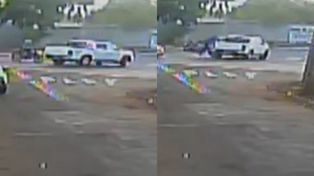 Vídeo registrou quando motorista de caminhonete atropela motociclista em Anápolis.