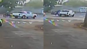 Vídeo registrou quando motorista de caminhonete atropela motociclista em Anápolis.