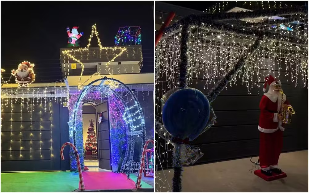 Disputa por decoração de Natal entre vizinhos vira atração em Anápolis