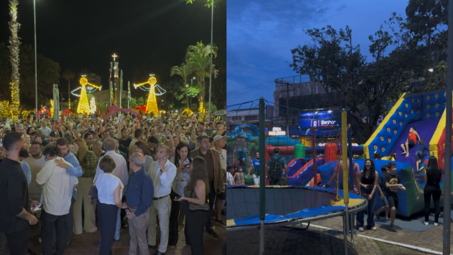 Lançamento do Natal do Anapolino foi marcado por luzes, brinquedos e neve artificial.