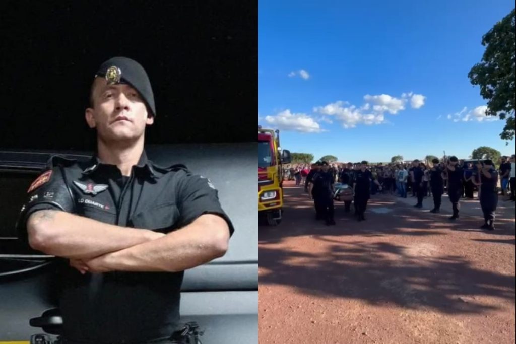 Cerimônia de despedida de policial morto em acidente na GO-164 é acompanhada por dezenas de viaturas e emociona