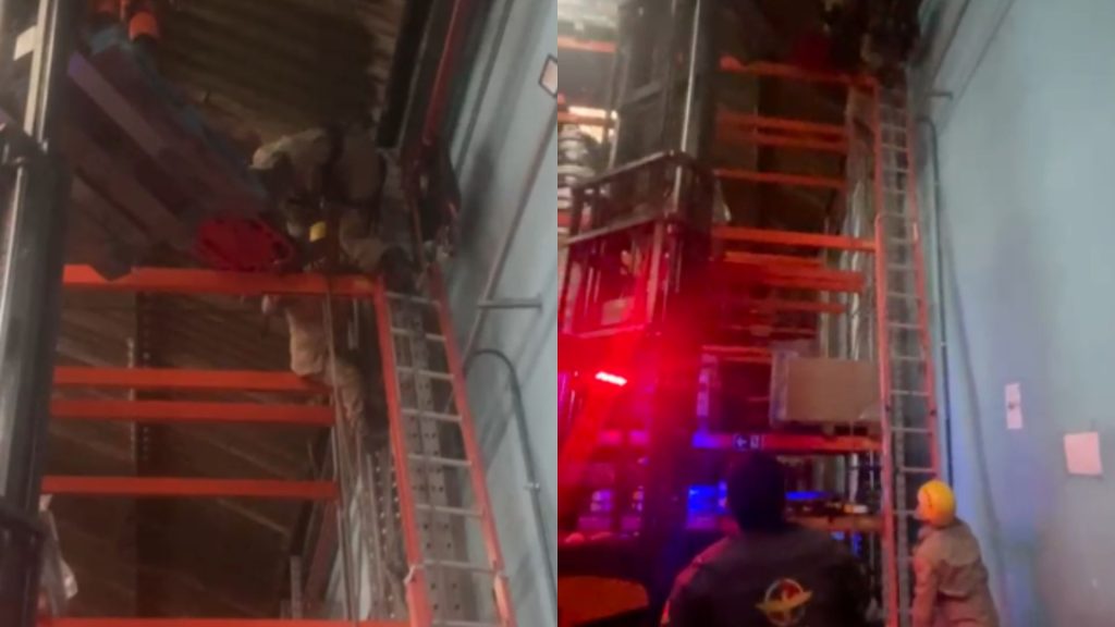 Bombeiros foram acionados após trabalhador sofrer choque elétrico.
